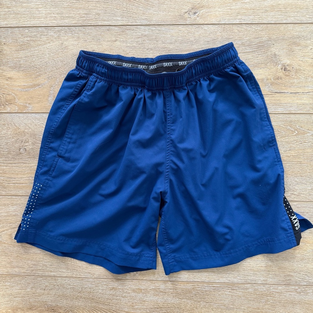 SAXX Kinetic Athletic Sport Shorts Medium Blue Moisture‎ Wicking Lightweight